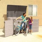 Lifetime 6′ x 3.5′ Plastic Bike Storage Unit Doors Open
