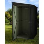 Lotus Lean to Anthracite Metal Shed Door Open