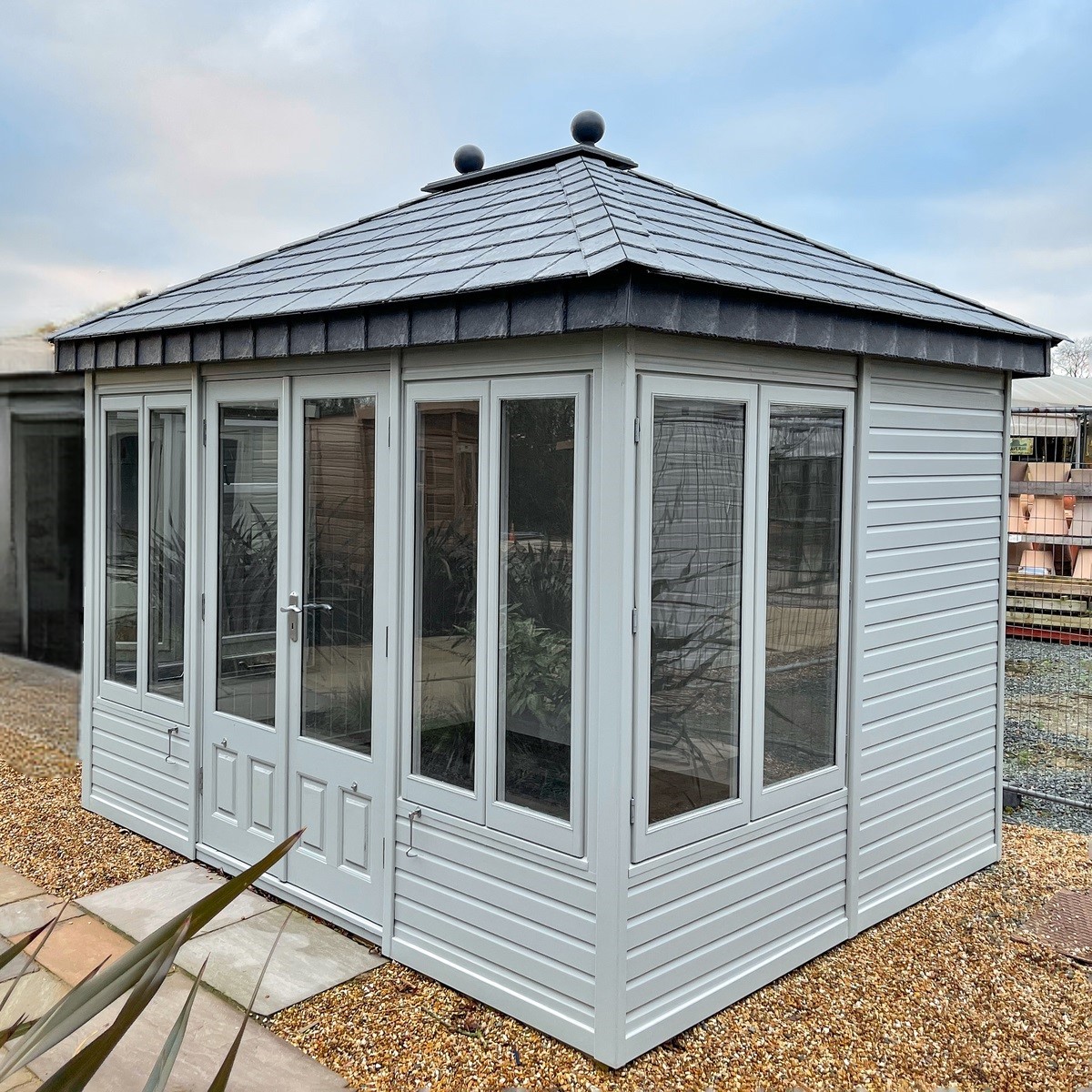 Malvern Ashton Summerhouse Hipped Slate Roof Square Top Windows