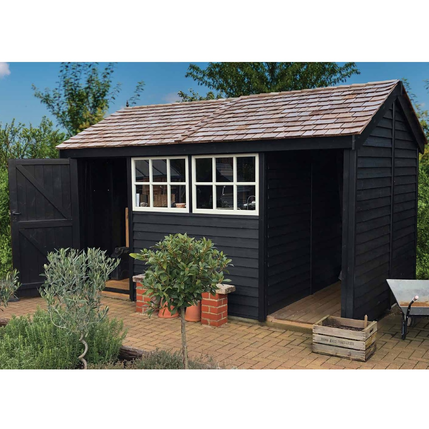 Malvern Heavy Duty Reverse Apex Shed With Barnstyle Cladding Painted Black