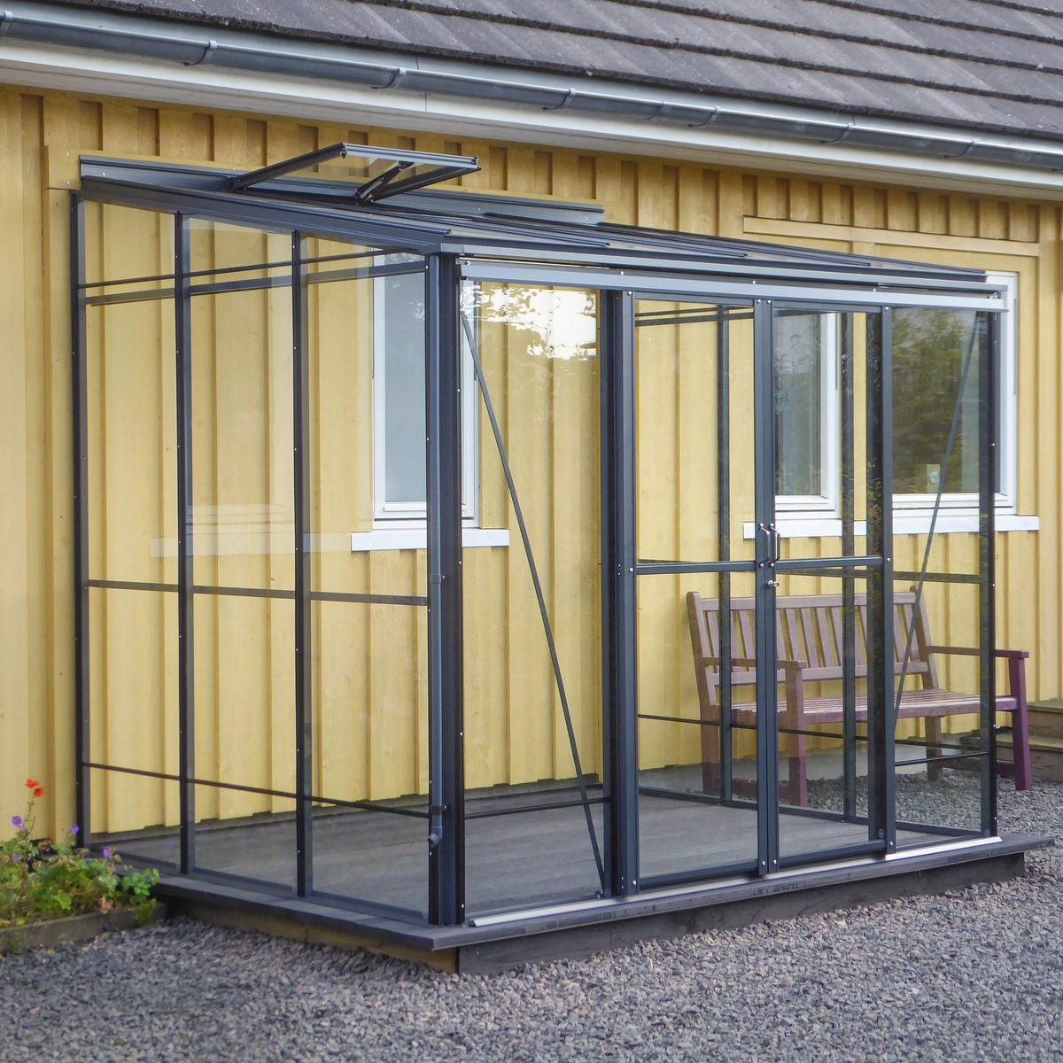 Robinsons 6 x 8 Lean To Six Anthracite Grey Greenhouse