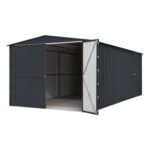 Lotus 10′ Wide Metal Garage Anthracite Grey Doors Open 2