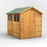 8 x 6 Power Overlap Apex Shed With Windows And Single Door