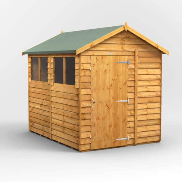 8 x 6 Power Overlap Apex Shed With Windows And Single Door