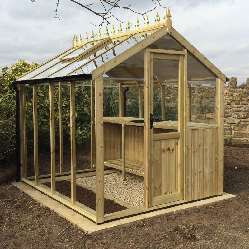 Clear Oxfordshire Potting Shed Greenhouse With Half Solid Roof