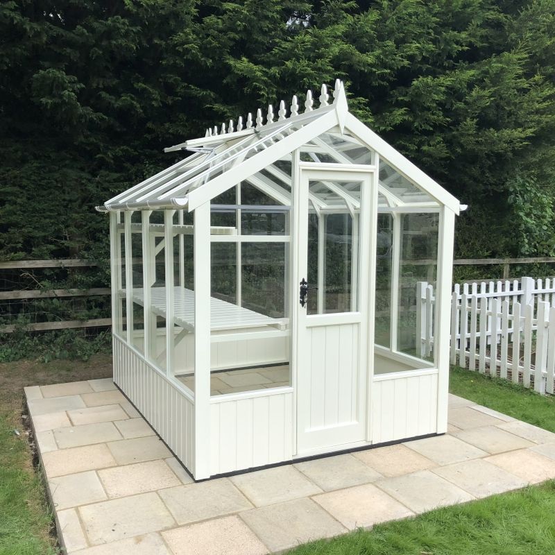 Lancashire White Wooden Greenhouse By Clearview Greenhouses