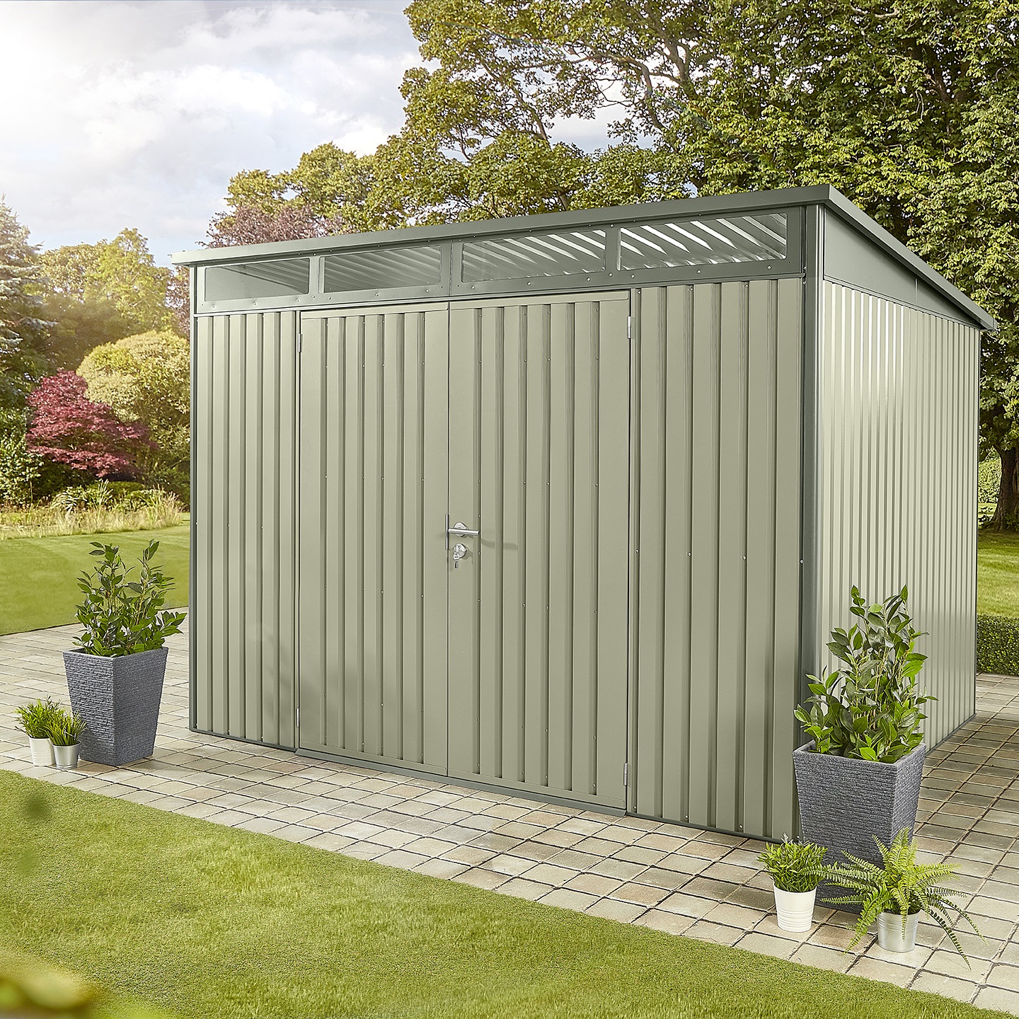 Hixon 10′ x 8′ Green Metal Shed By Hex