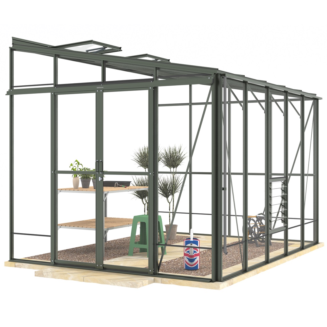 Robinsons Lean To Eight 8′ x 10′ Greenhouse Powder Coated