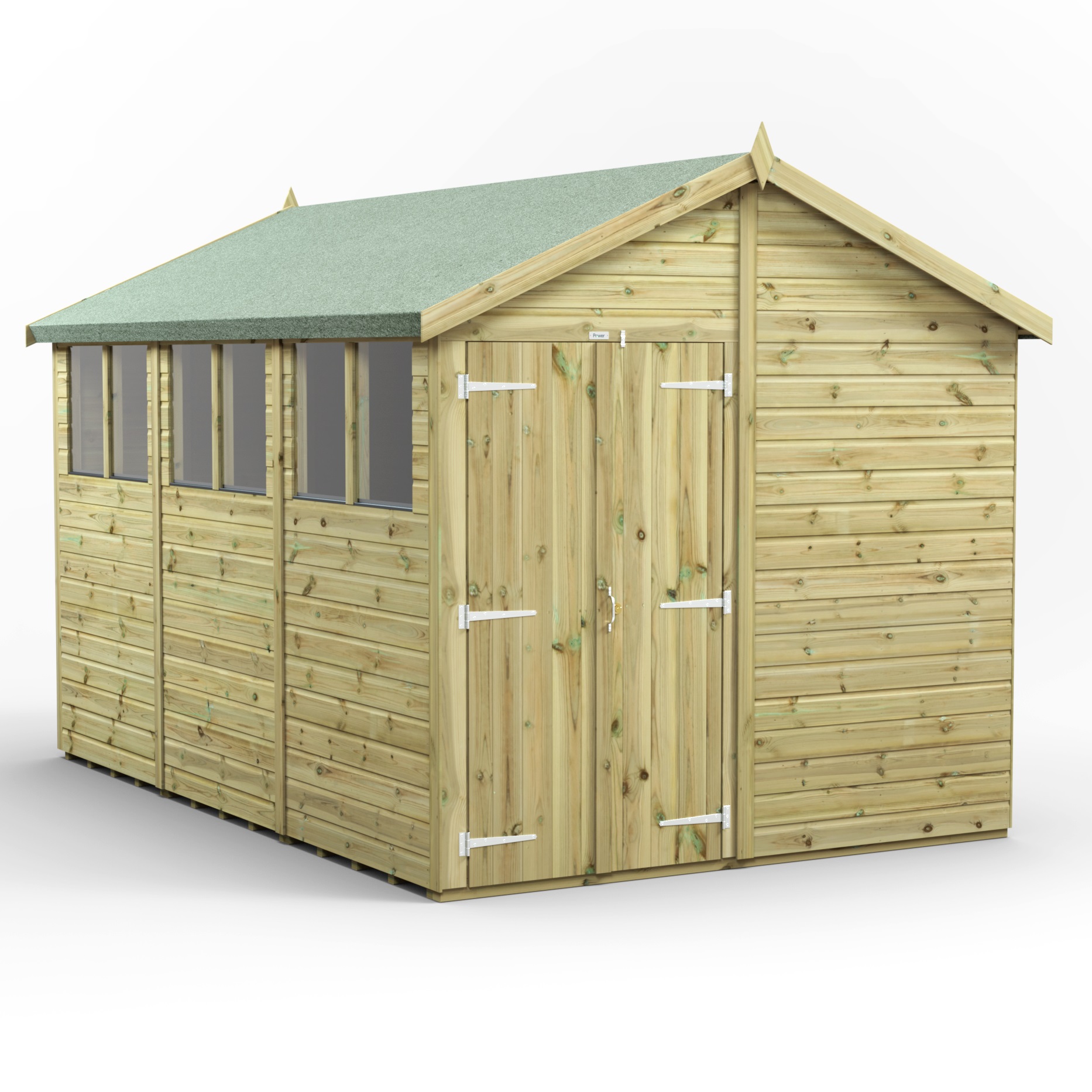 12 x 8 Power Premium Apex Shed With Windows And Double Doors